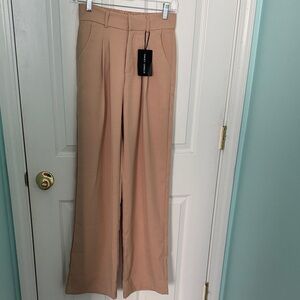 Daisy Geace Elegant Tan Wide-Leg pants
